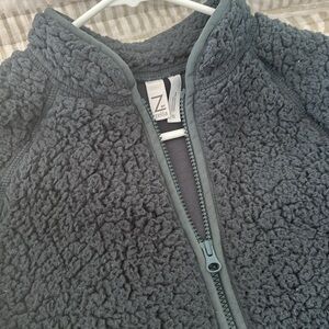 Zella women’s small Sherpa full zip jacket coat dark teal blue green